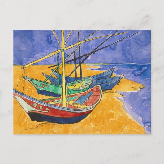 Carte Postale Van Gogh Bateaux Plage impressionniste (Devant)
