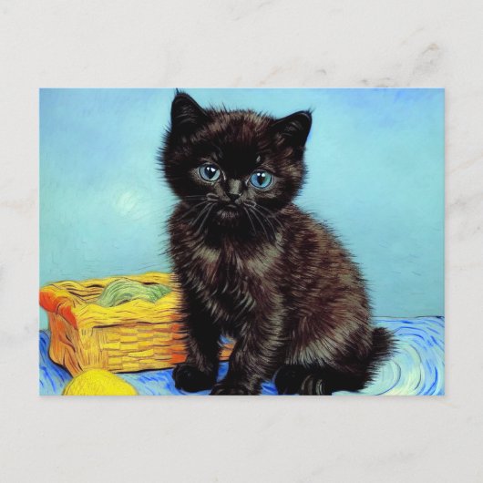 Carte Postale Van Gogh Black Kitten avec fils (Devant)