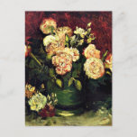 Carte Postale Van Gogh - Bowl avec Peonies et Roses<br><div class="desc">Bowl avec Peonies et Roses,  peinture florale d'art de Vincent van Gogh</div>