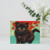 Carte Postale Van Gogh Chat noir Fleurs rouges (Debout devant)
