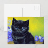 Carte Postale Van Gogh Chat noir Fleurs violettes (Devant / Derrière)