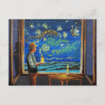 Carte Postale Van Gogh et les lucioles étoilées<br><div class="desc">Van Gogh rêve de la nuit étoilée avec les lucioles. A l'origine une peinture à l'huile sur toile</div>