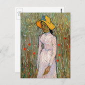 Carte Postale Van Gogh, Jeune fille debout ; Fond de blé (Devant / Derrière)