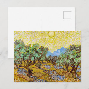 Carte Postale Van Gogh Olive Trees Yellow Sun Sky Peinture