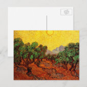 Carte Postale Van Gogh Oliviers avec ciel jaune et soleil (Devant / Derrière)