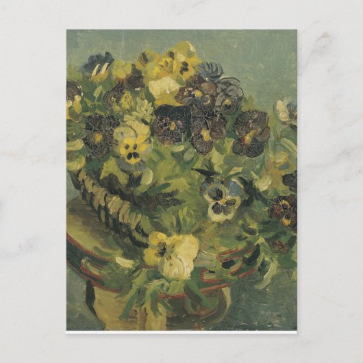 Carte Postale Van Gogh Panier de pensées sur une petite table (Devant)