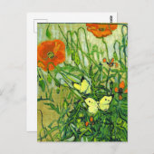 Carte Postale Van Gogh - Papillons et Pavots, œuvre d'art célèbr (Devant / Derrière)