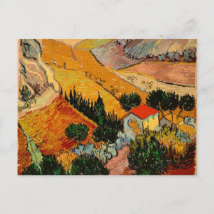 Carte Postale Van Gogh - Paysage avec maisons et fleurs