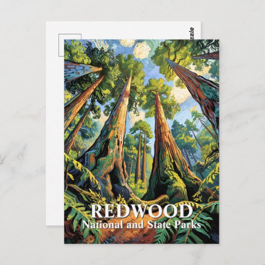 Carte Postale Van Gogh Redwoods Park California Poster Style (Devant / Derrière)