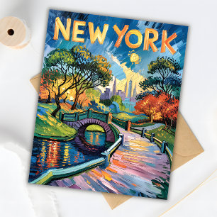 Carte Postale Van Gogh Retro New York Central Park USA Travel