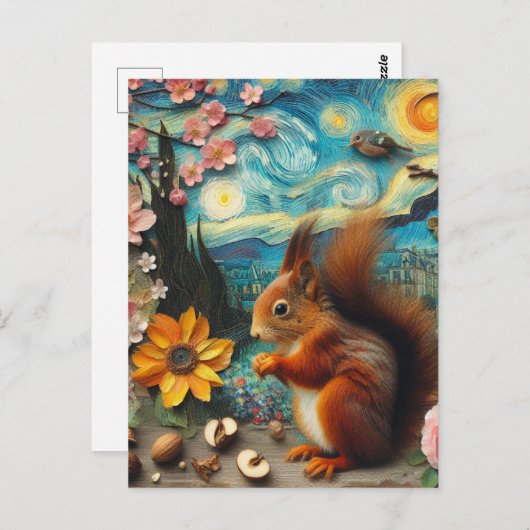 Carte Postale Van Gogh Squirrel Collage (Devant / Derrière)