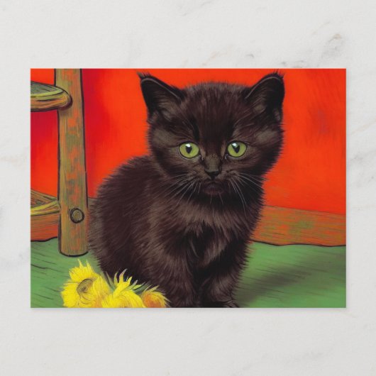 Carte Postale Van Gogh Style Chat noir (Devant)