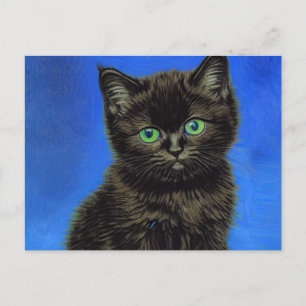 Carte Postale Van Gogh Style Kitten noir