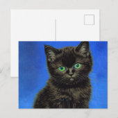 Carte Postale Van Gogh Style Kitten noir (Devant / Derrière)