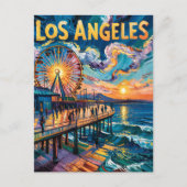 Carte Postale Van Gogh Style Los Angeles Pier Sunset Travel (Devant)