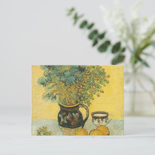 Carte Postale van gogh toujours vie majolica avec fleurs sauvage (Debout devant)