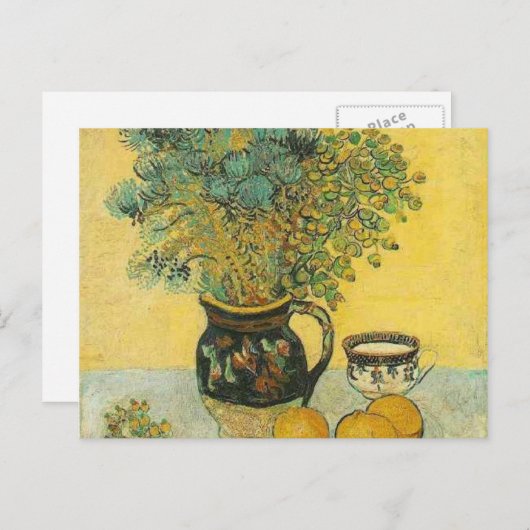 Carte Postale van gogh toujours vie majolica avec fleurs sauvage (Devant / Derrière)