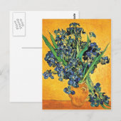 Carte Postale Van Gogh - Vase avec iris Fond jaune (Devant / Derrière)
