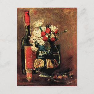 Carte Postale Van Gogh : Vase avec oeillets, Roses et une boutei