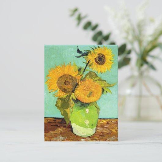 Carte Postale Van Gogh - Vase avec trois tournesols (Debout devant)