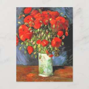 Carte Postale Van Gogh Vase Red Poppies Floral Vie morte