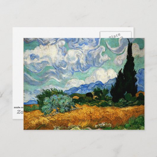 Carte Postale Van Gogh - Wheatfield avec Cypress Tree (Devant / Derrière)