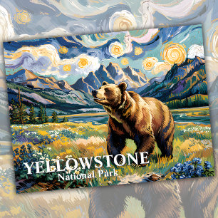 Carte Postale Van Gogh Yellowstone Grizzly Bear Texte personnali