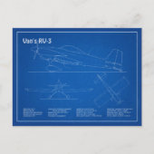 Carte Postale Van’s RV-3 - Plan directeur de l’avion AD (Devant)