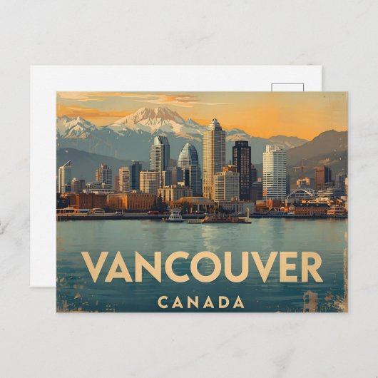 Carte Postale Vancouver Canada Travel Art Vintage (Devant / Derrière)