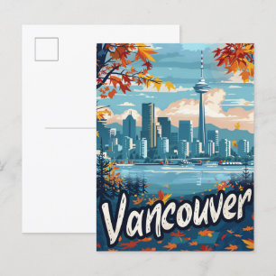 Carte Postale Vancouver Canada Vintage Retro Illustration de voy