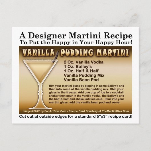 Carte postale Vanilla Pudding Martini Recette (Devant)