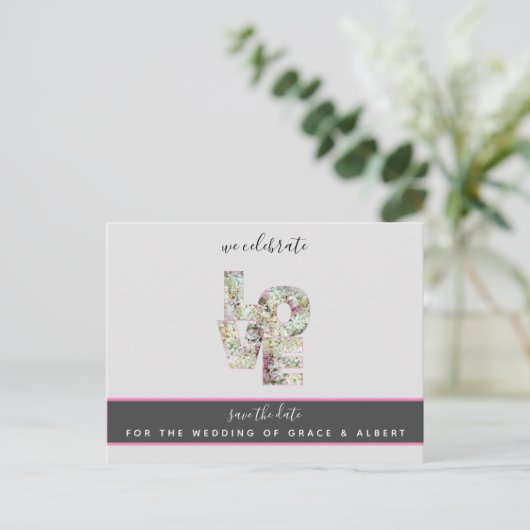 Carte Postale Vanilla Strawberry Hydrangeas Mariage Date de sauv (Debout devant)