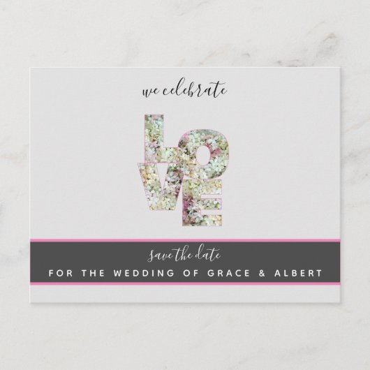 Carte Postale Vanilla Strawberry Hydrangeas Mariage Date de sauv (Devant)