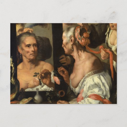 Carte Postale Vanitas, La Vieille Coquette par Bernardo Strozzi (Devant)