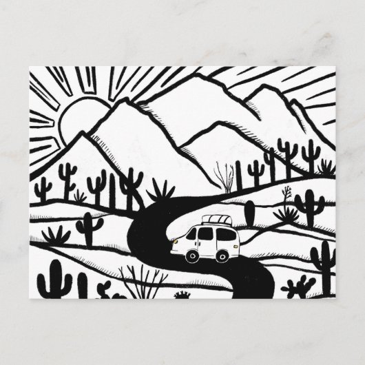 Carte Postale Vanlife Campervan Desert Mounts RV Sunrise (Devant)