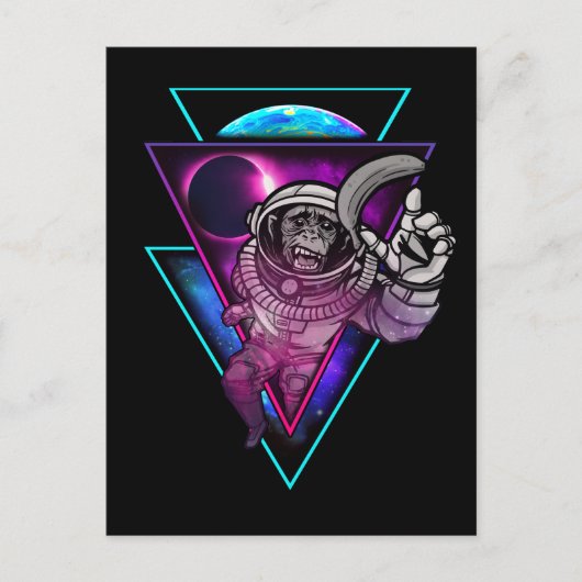Carte Postale Vaporwave Astronaut Space Art Monkey Bankey (Devant)