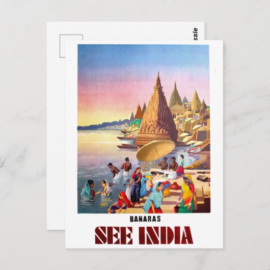 Carte Postale Varanasi, Inde, rivière Ganges (Devant / Derrière)