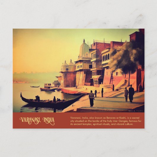 Carte Postale Varanasi Tableau Vintage Inde (Devant)