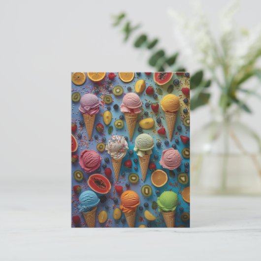 Carte Postale Variété de saveurs de crème glacée (Debout devant)