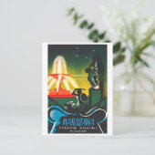 Carte Postale Varsovie, Fontaine éclairée (Debout devant)