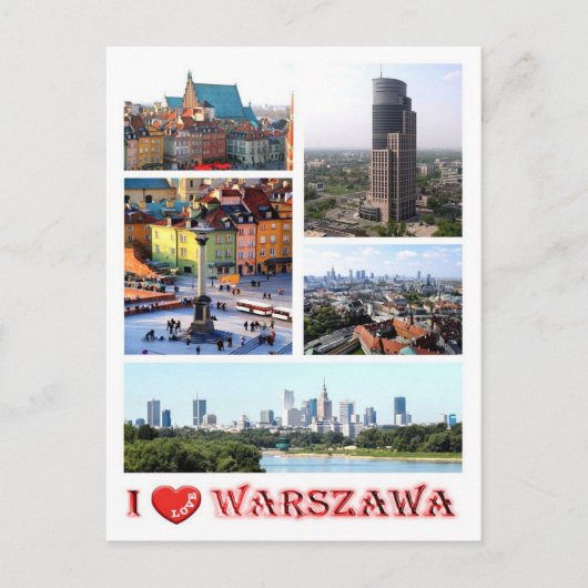 Carte Postale Varsovie - J'aime - (Devant)