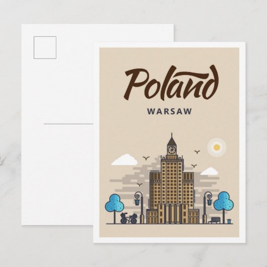 Carte Postale Varsovie Pologne Art Voyage Illustration (Devant / Derrière)