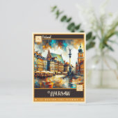 Carte Postale Varsovie, Pologne | Peinture Vintage (Debout devant)