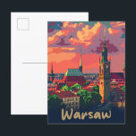 Carte Postale Varsovie Pologne Voyage Vintage Retro Illustration<br><div class="desc">Varsovie Pologne Voyage Vintage Retro Illustration</div>