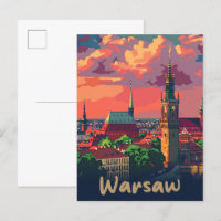 Varsovie Pologne Voyage Vintage Retro Illustration