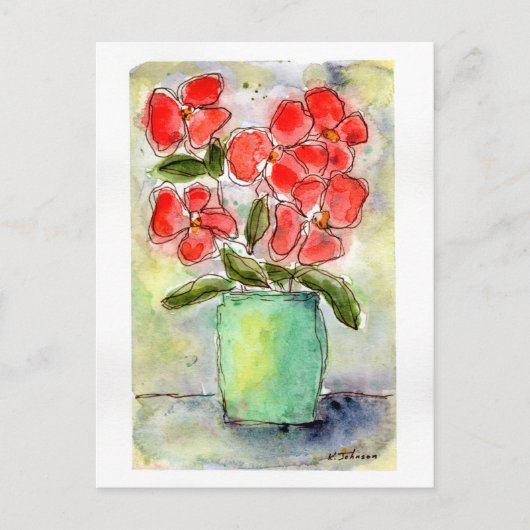 Carte postale Vase and Flowers Watercolor (Devant)