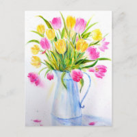 Vase aquarelle des tulipes