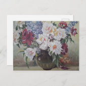 Carte Postale vase aux fleurs fleuries (Devant / Derrière)