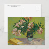 Carte postale Vase avec des Oleanders et des livre (Devant / Derrière)