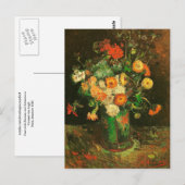 Carte Postale Vase avec Zinnias & Geraniums Van Gogh Art (Devant / Derrière)